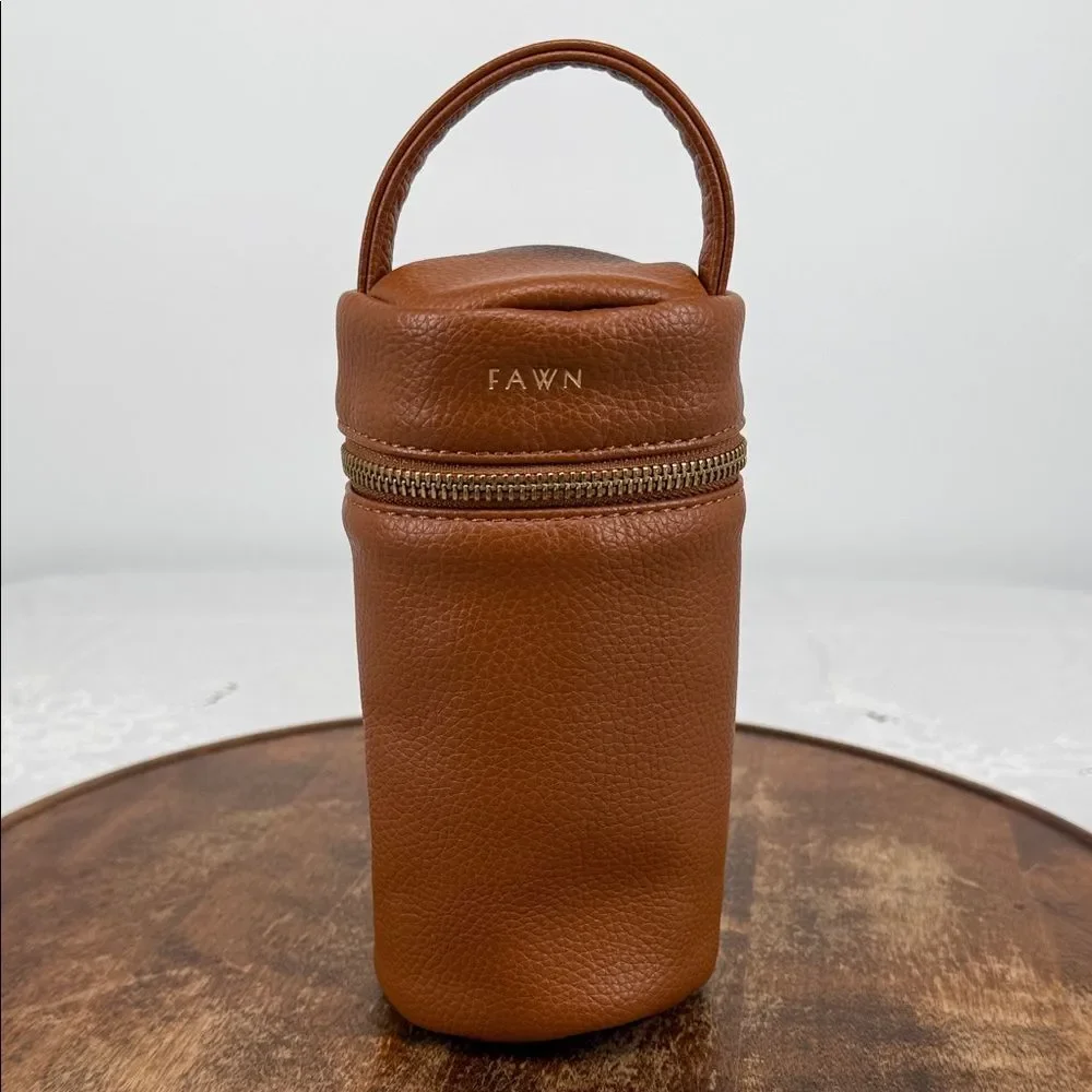 Fawn Design Baby Bottle Bag Brown Insulated Food Safe Pebble Faux Leather
